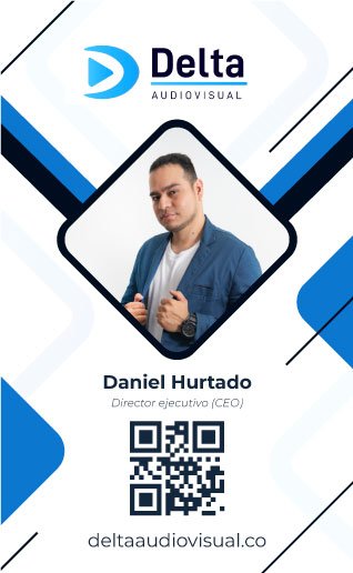 Ejemplo de tarjeta de presentación personalizada con foto, cargo y código QR